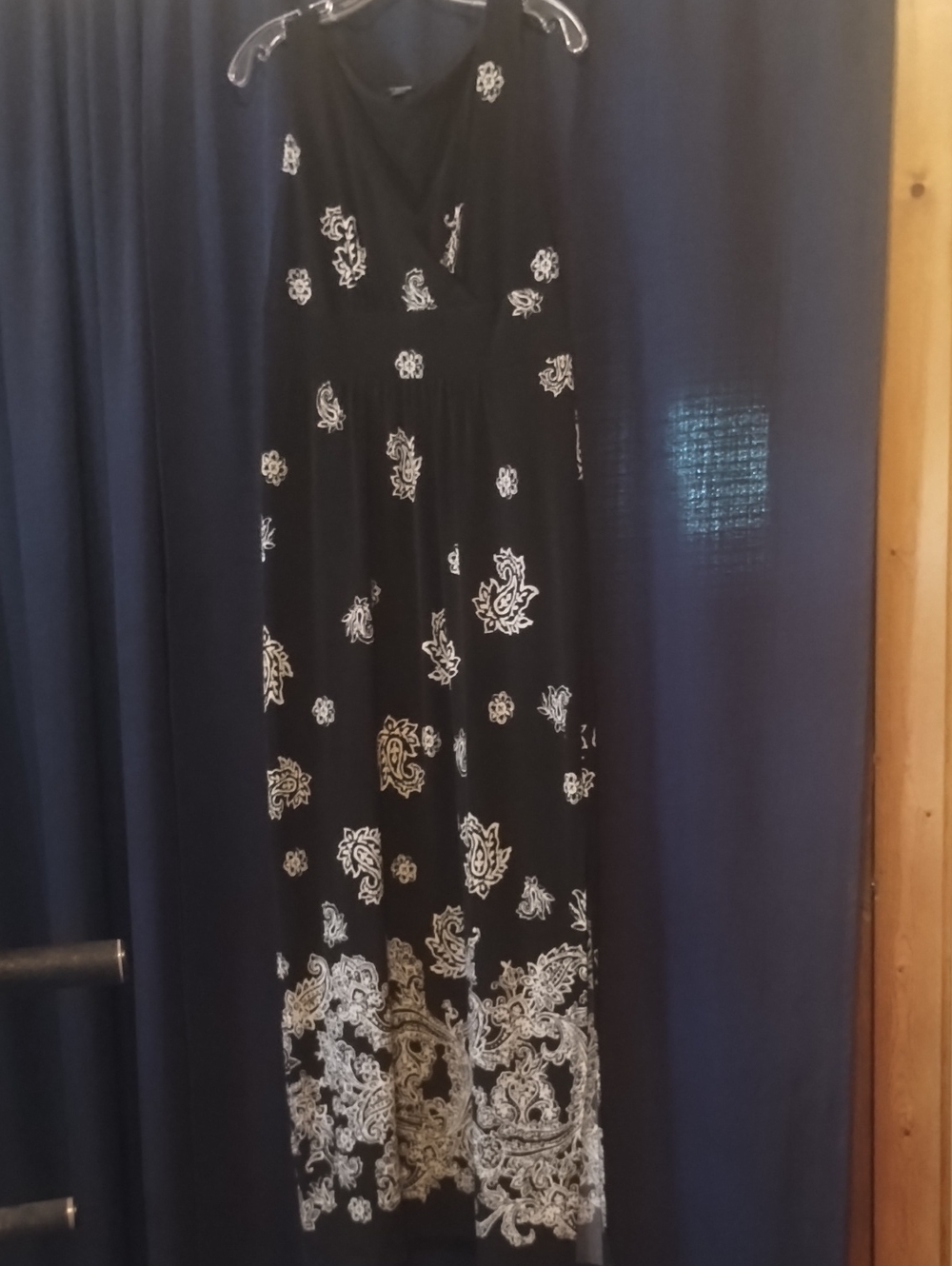 Black Maxi Dress with White Paisley Print